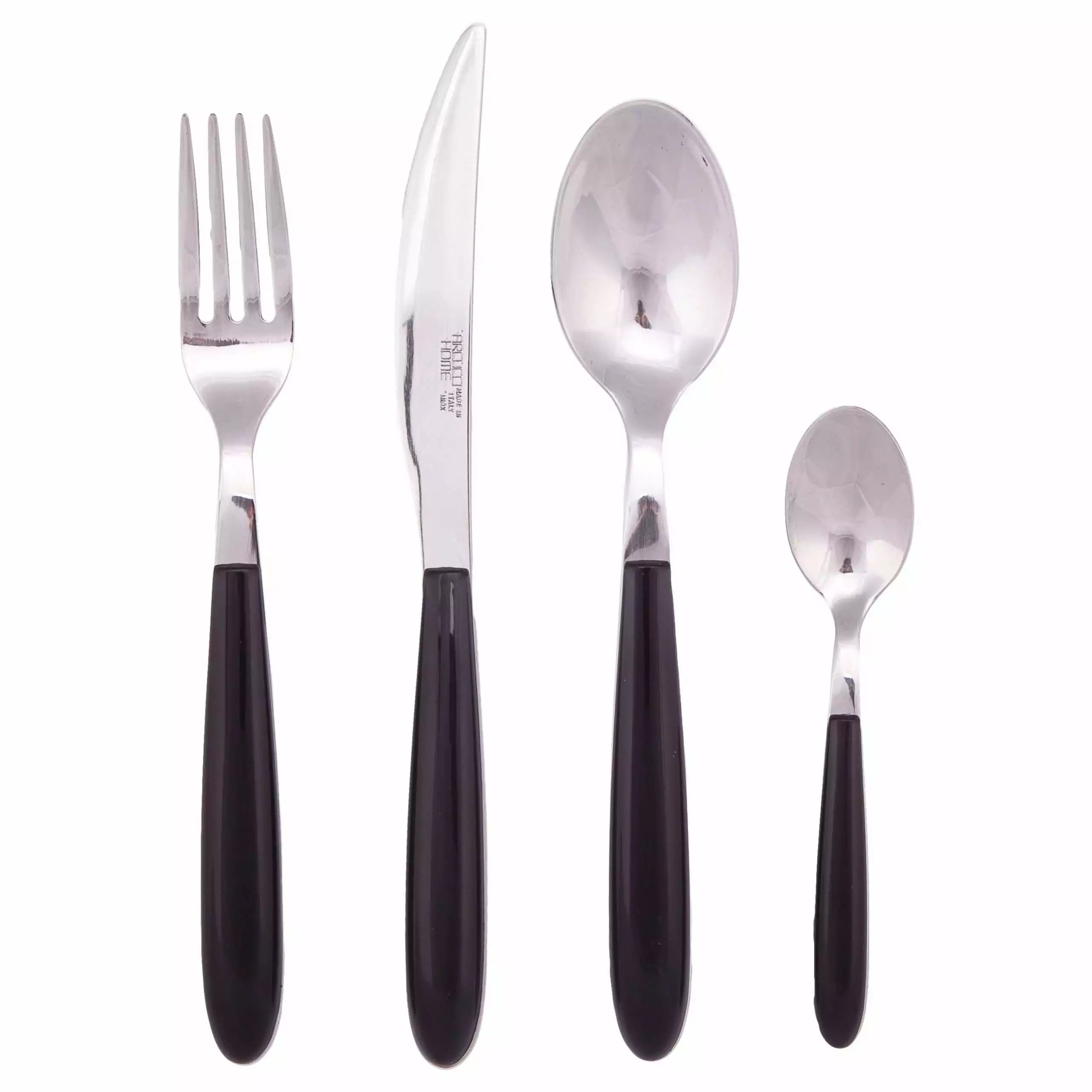 ARCUCCI – JUEGO DE CUBIERTOS CON CUCHILLO TENEDOR CUCHARA CUCHARITA - Negro
